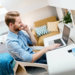 Self employed businessman working from home