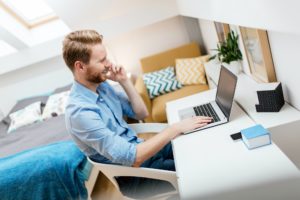 Self employed businessman working from home